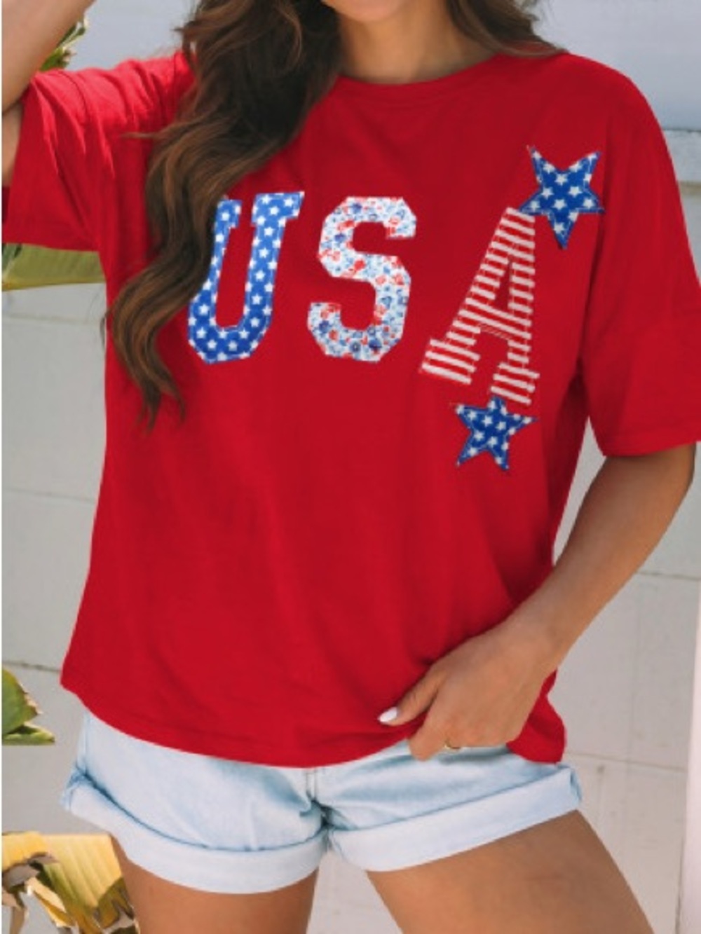 Red USA Graphic Tee - Women's Casual Patriotic Top